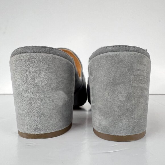 Sz 8- Vionic Plaza Presley Grey Suede Bow Front Square Toe Block‎ Heeled Mules - Picture 8 of 14